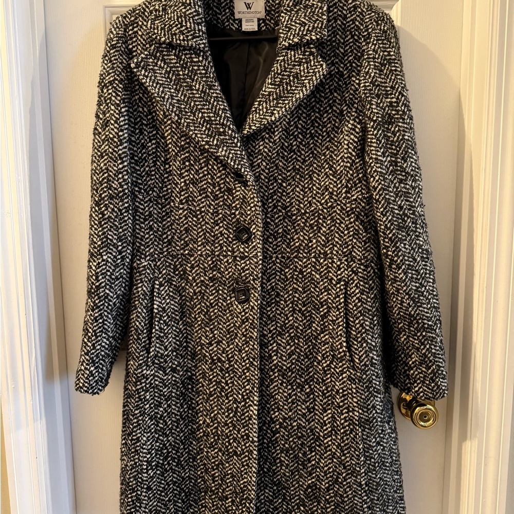 Worthington Black and White Wool Pea Coat